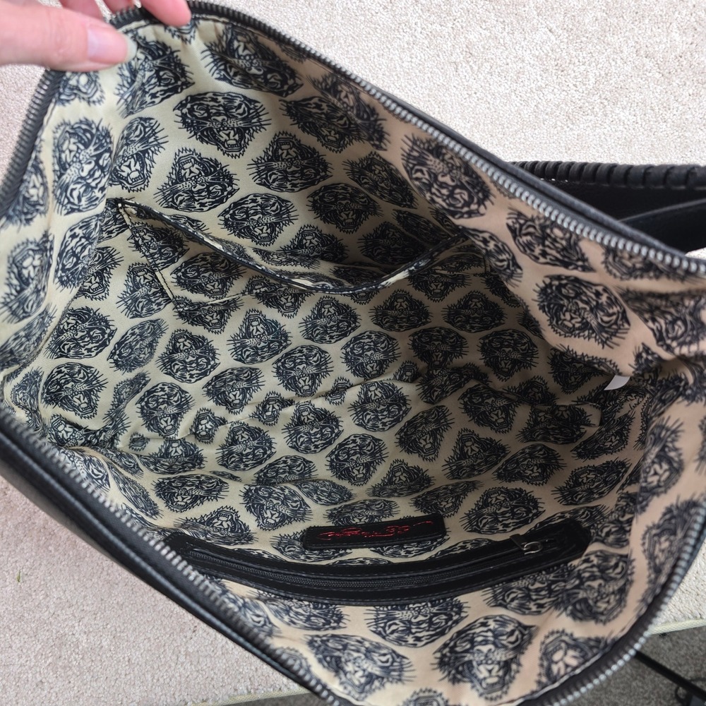 Ed Hardy Love Kills Slowly Rhinestone Denim Hobo Bag EHH276-42-DMB New - Picture 9 of 10